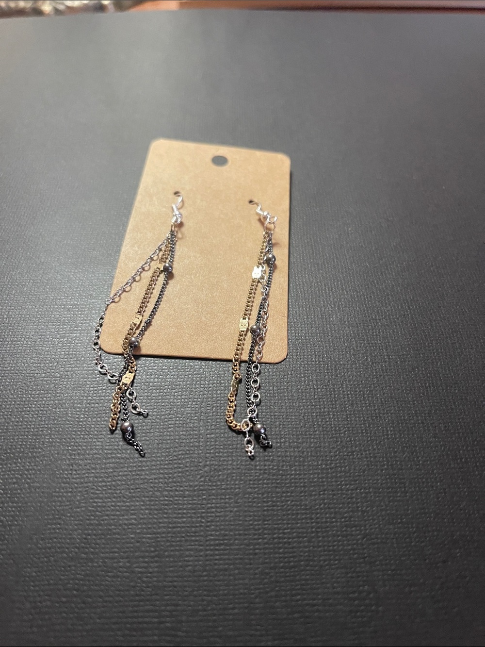 Mixed Metal Dangle Chain Earrings - Silver & Gold